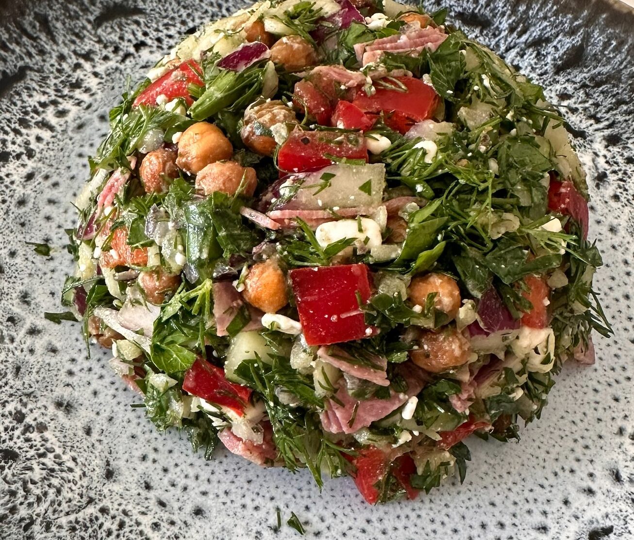 Salami Chickpea Herb Salad Recipe - bon COOK