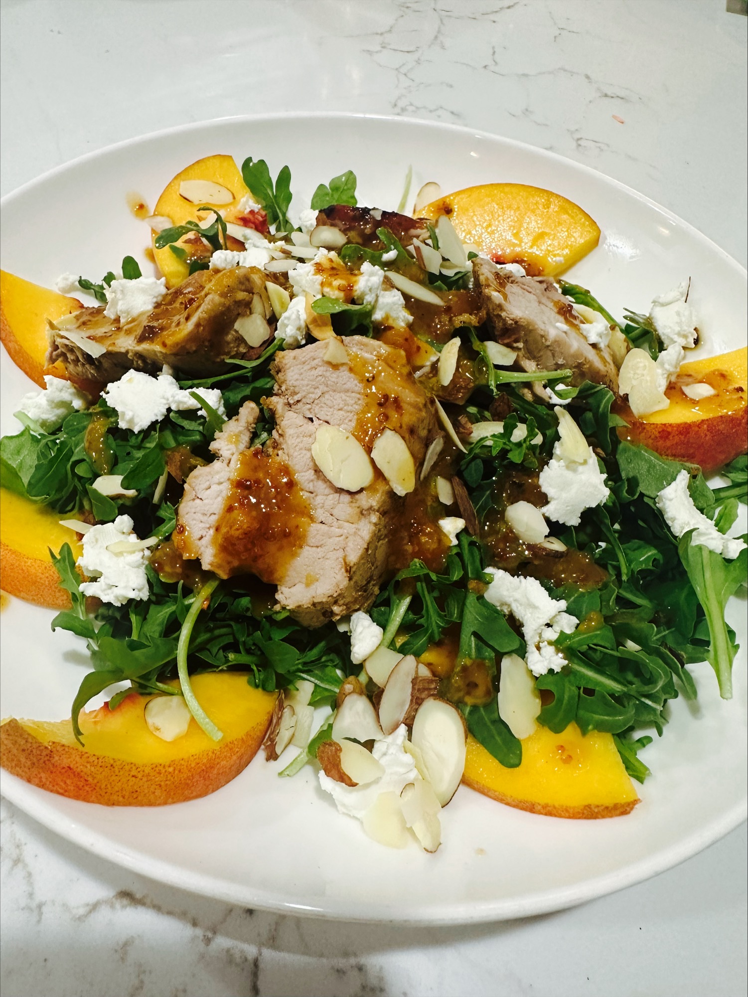 Apricot Almond Peach and Pork Salad Recipe - bon COOK