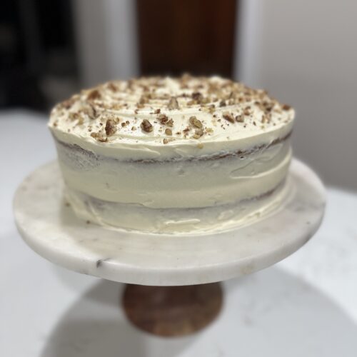 Pecan Pumpkin Spice Cake with Maple Cream Cheese Frosting