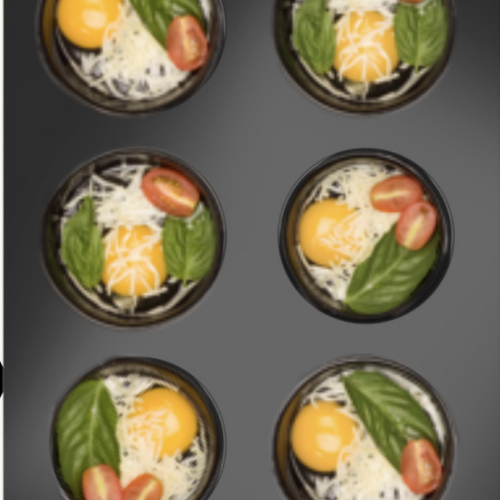 Egg Cups with guryere cheese and tomato and basil.