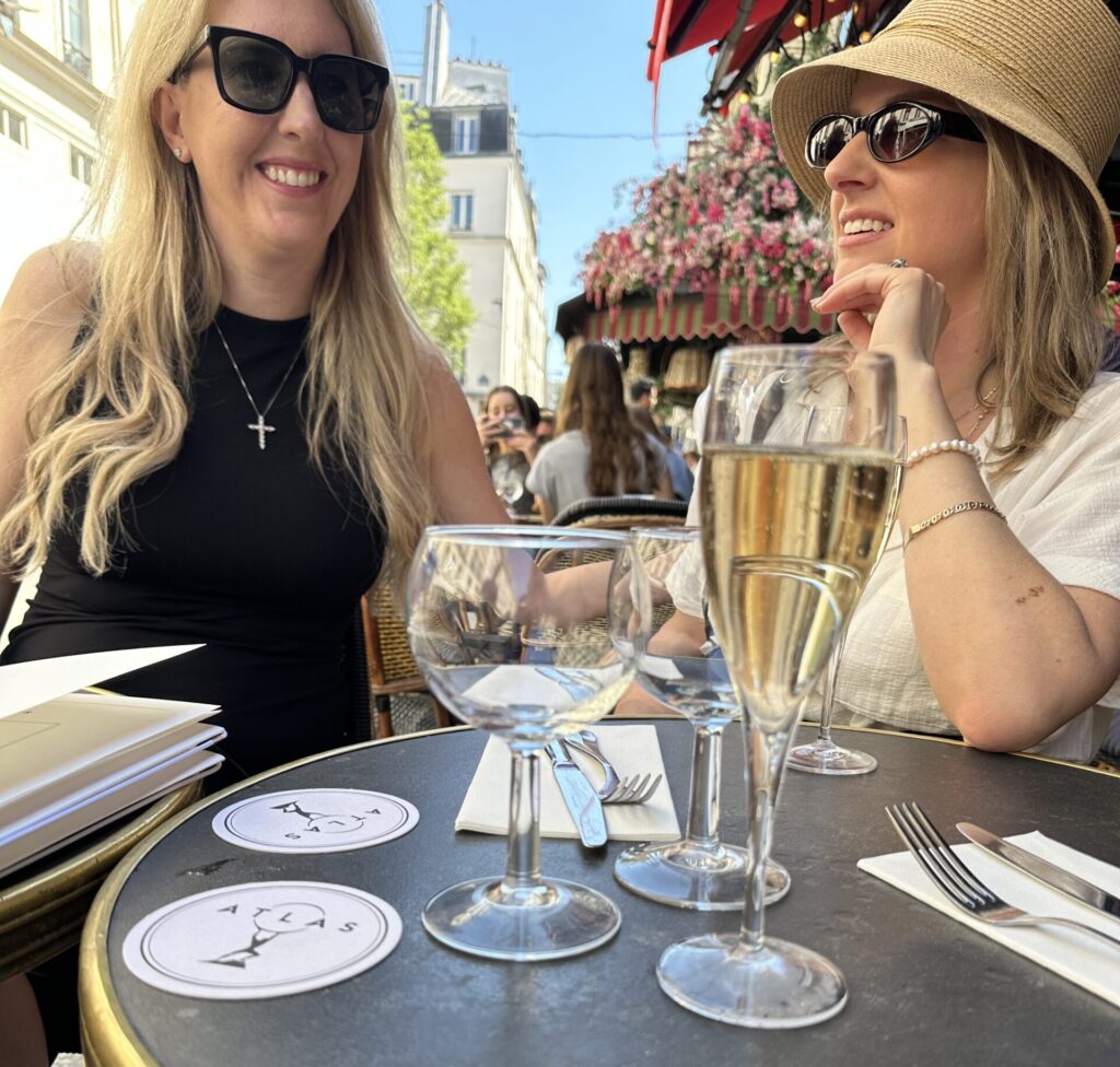 Two ladies enjoying cocktails and Champagne in Paris