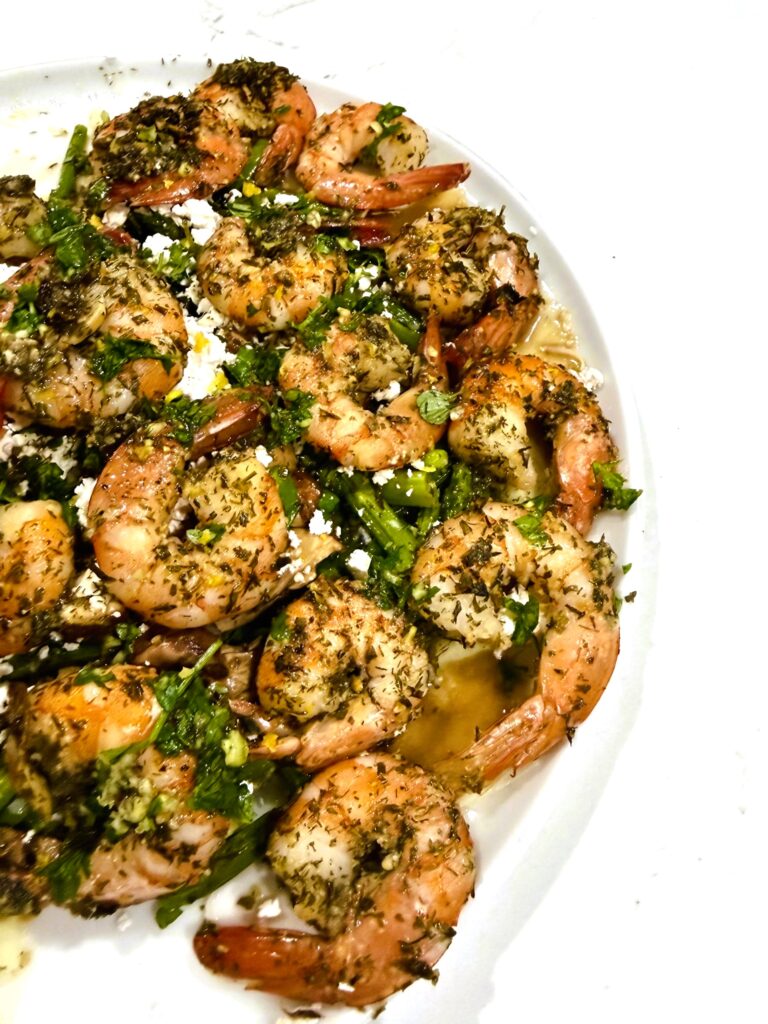 Lemon Garlic Shrimp roasted until golden and tossed with fresh herbs and lemon.